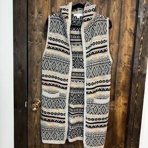 Colourful Sleeveless Boho Cardigan NWOT